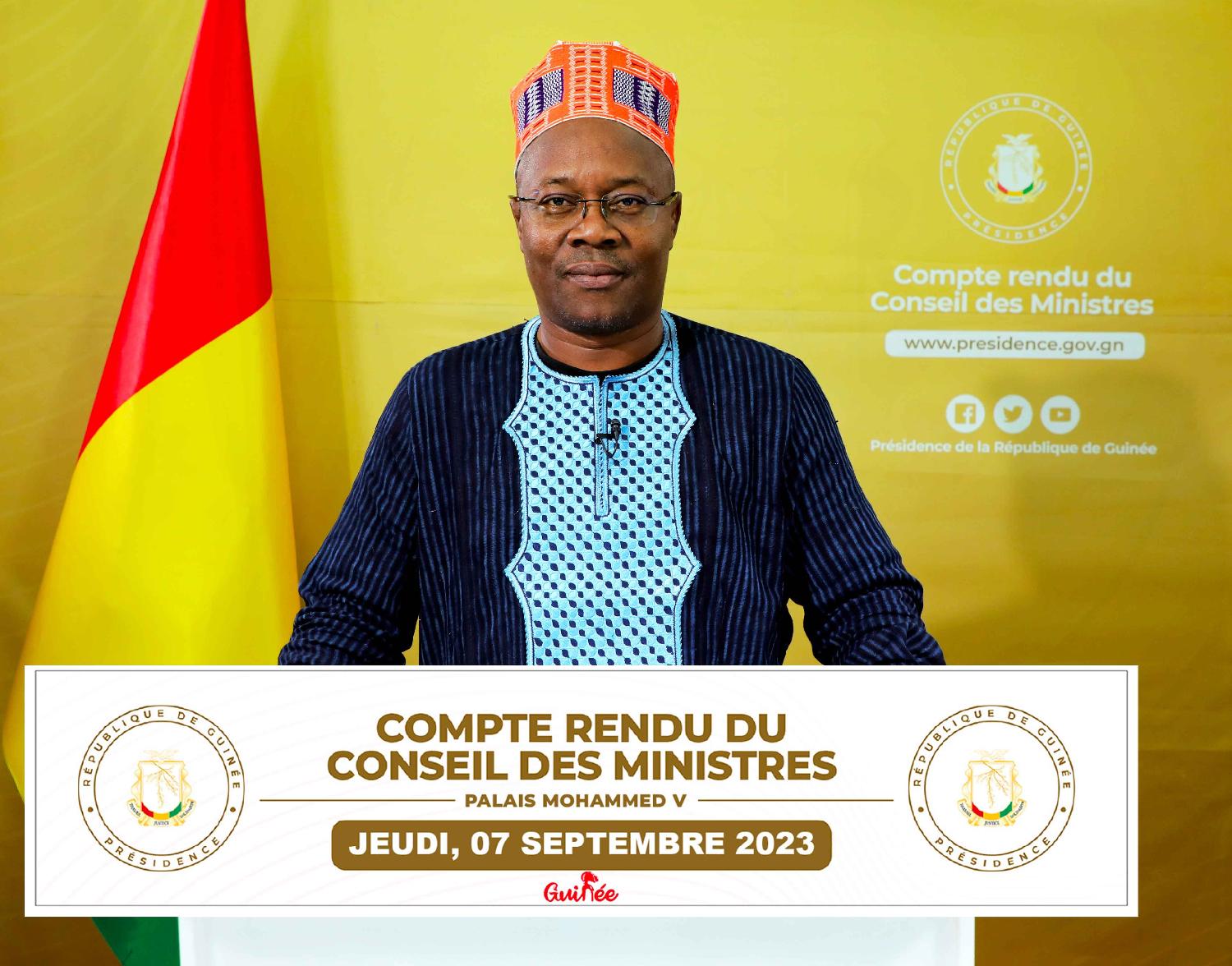 Guinée: Compte rendu du Conseil des ministres du jeudi 7 août 2023.