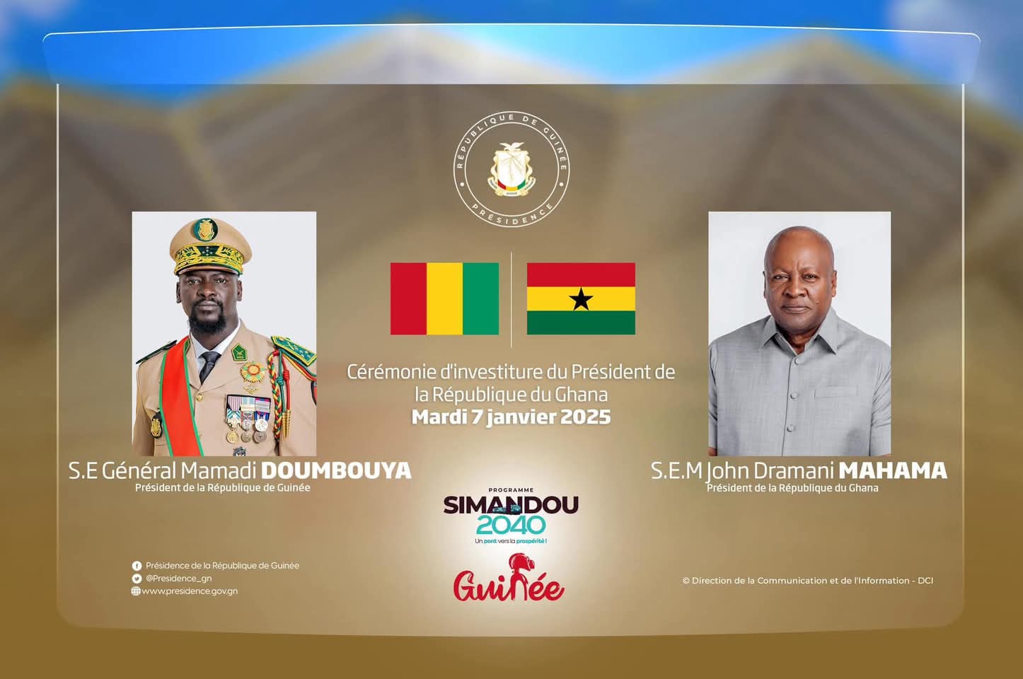 Investiture du Président Ghanéen : Mamadi Doumbouya attendu à Accra 