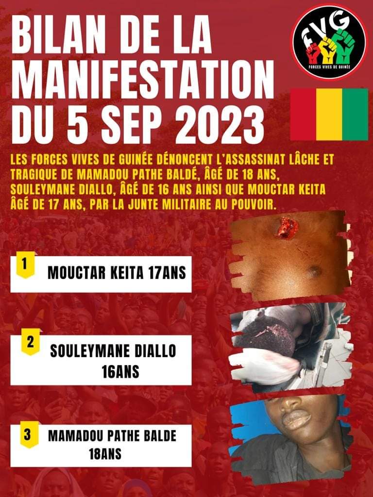 Manifestations du 5 septembre 2023: trois morts et plusieurs blessés par balles (Forces Vives)