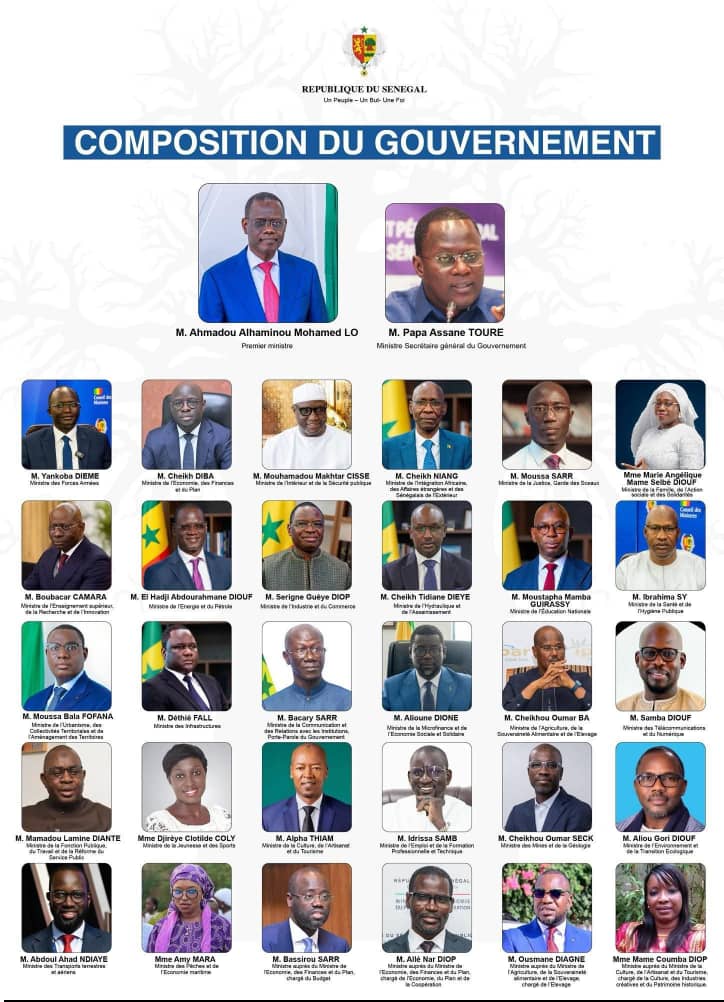 Sénégal : la composition du nouveau gouvernement !